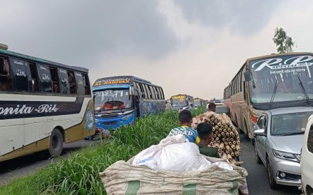 যমুনা সেতু পশ্চিম পাড়ে ৪ কিলোমিটার যানজট